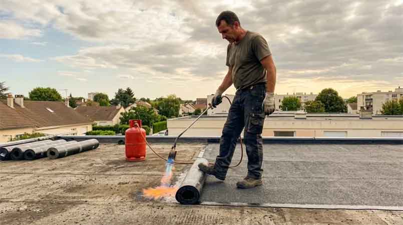 Résultat d'une pose de membrane bitumineuse en Corse